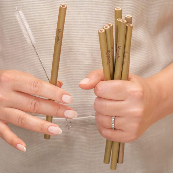 Ibambo Natural Bamboo Drinking Straws 10 Pack 8 Inch Eco Friendly  Sustainable Reusable Straws Washable Biodegradable Alternative to Plastic 