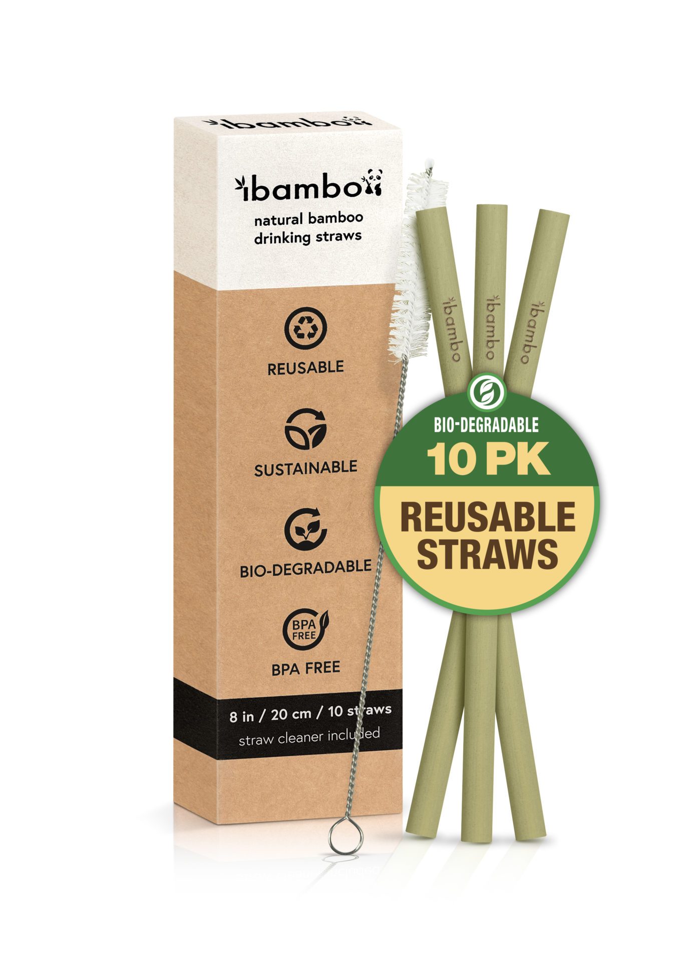 Reusable Bamboo Drinking Straws