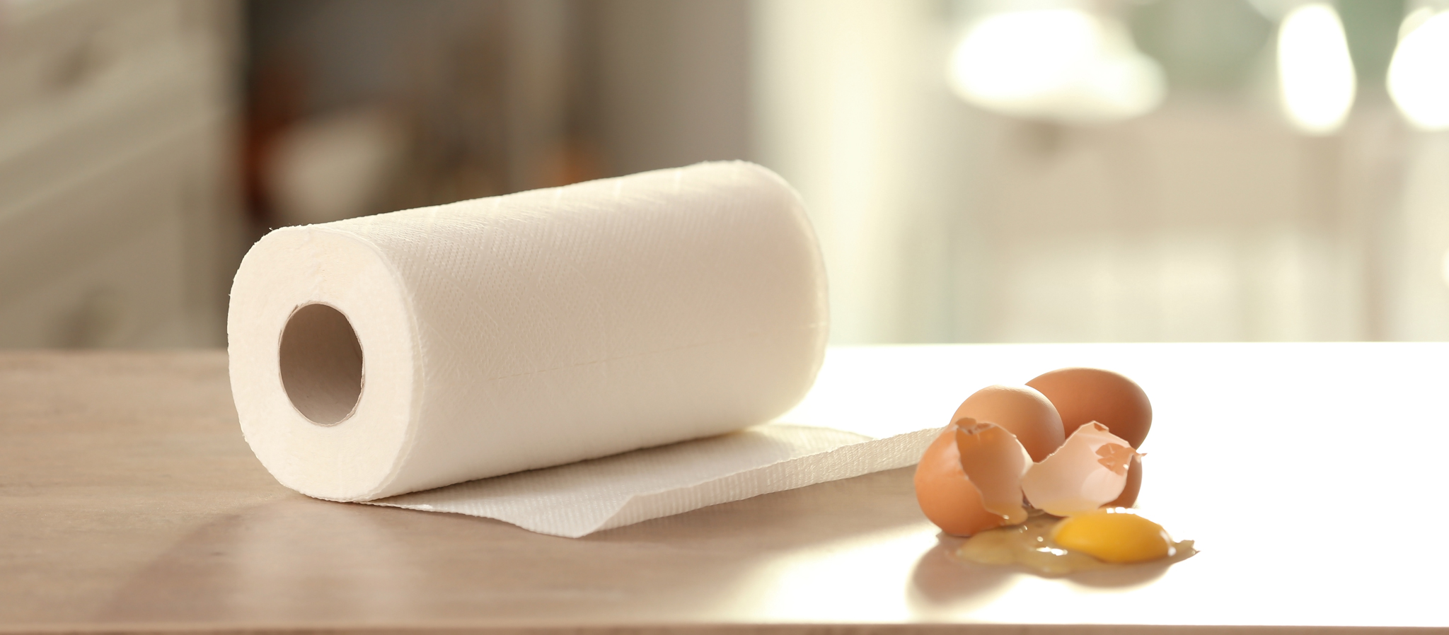 resuable paper towel roll next to a mess on the counter