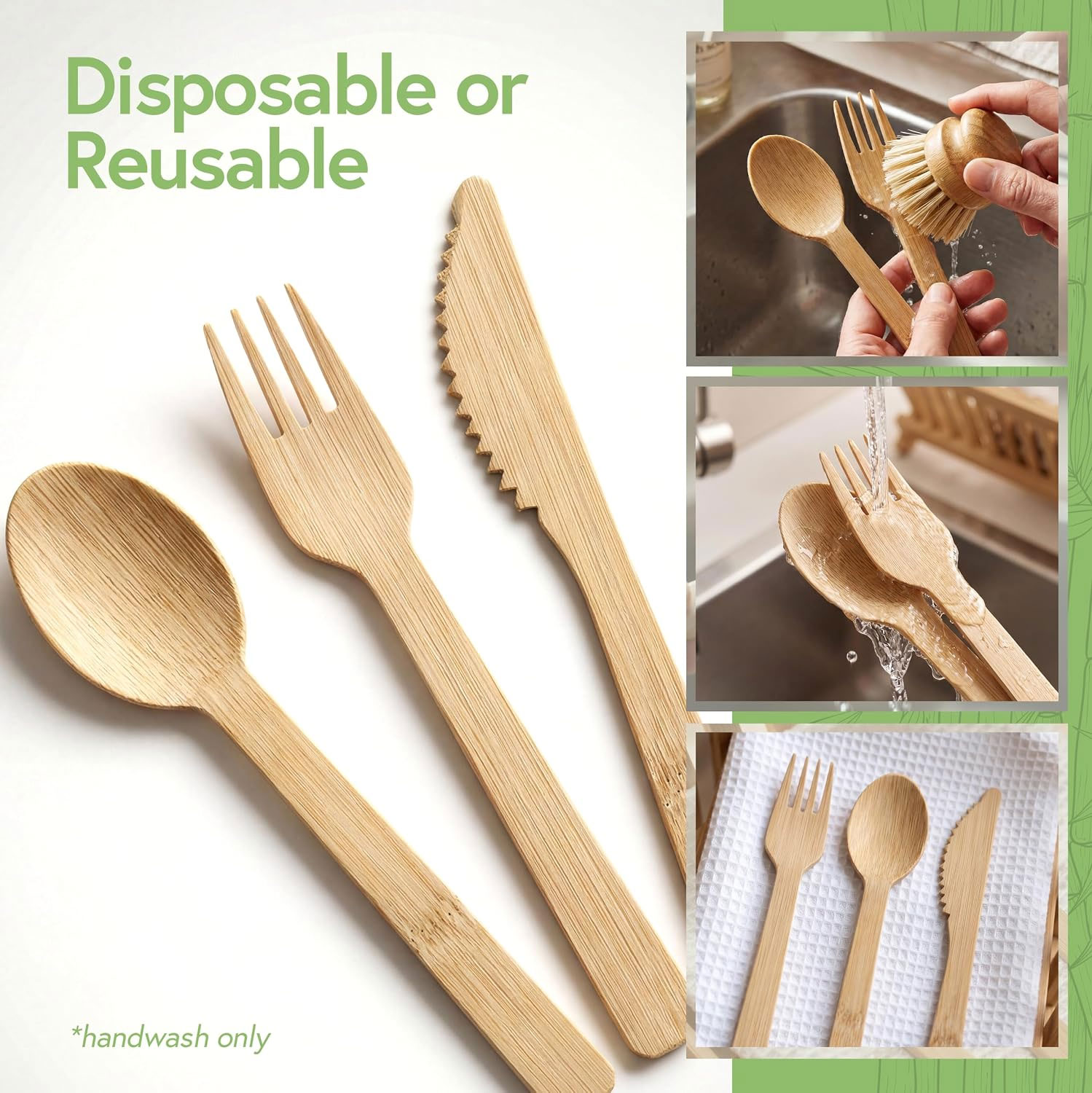 washable or disposable bamboo cutlery disposable or washable bamboo cutlery