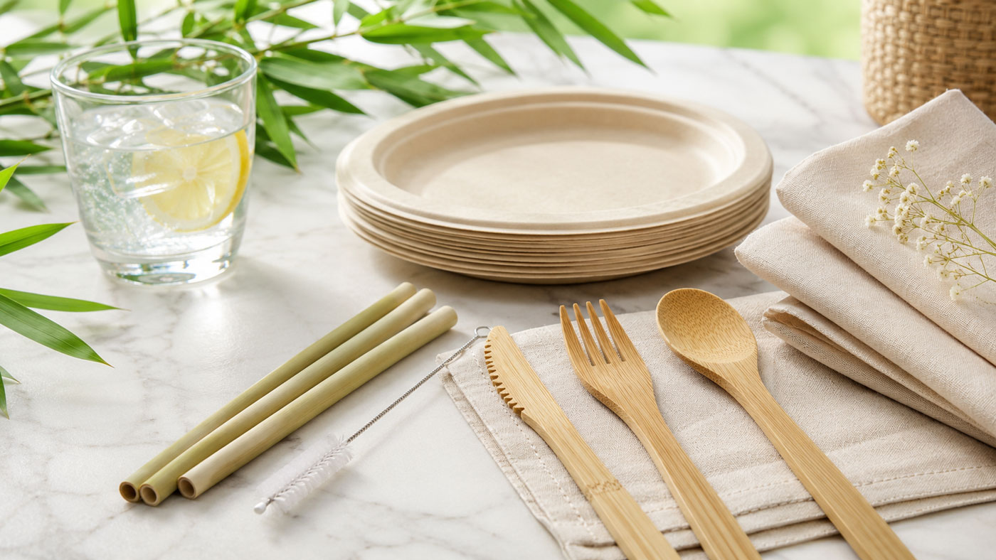 bamboo products laying on a table