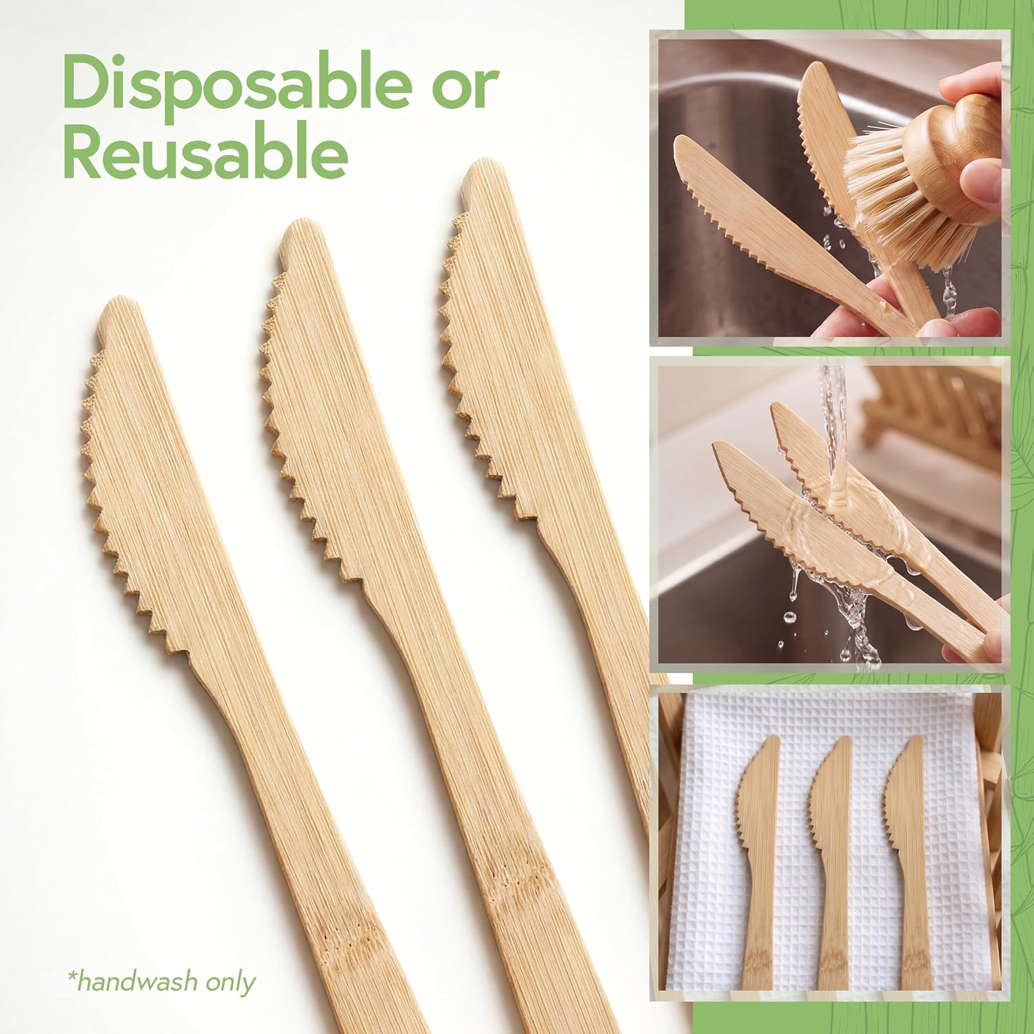 reusable and disposable bamboo knives